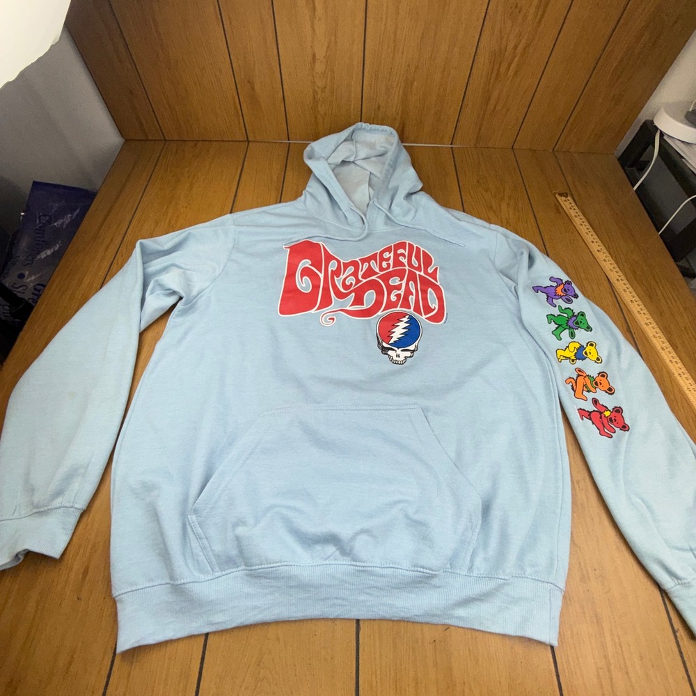 Liquid Blue Grateful Dead Hoodie Mens 2XL Blue Dancing Bears‎ Steal Your Face